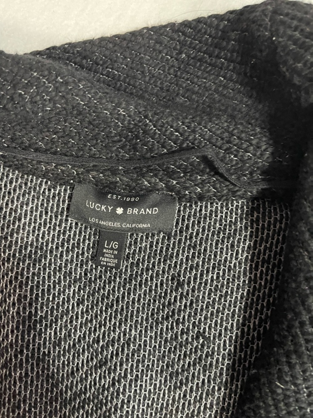 Lucky Brand Black Open-Front Knit Cardigan with Shawl Collar - Picture 6 of 6